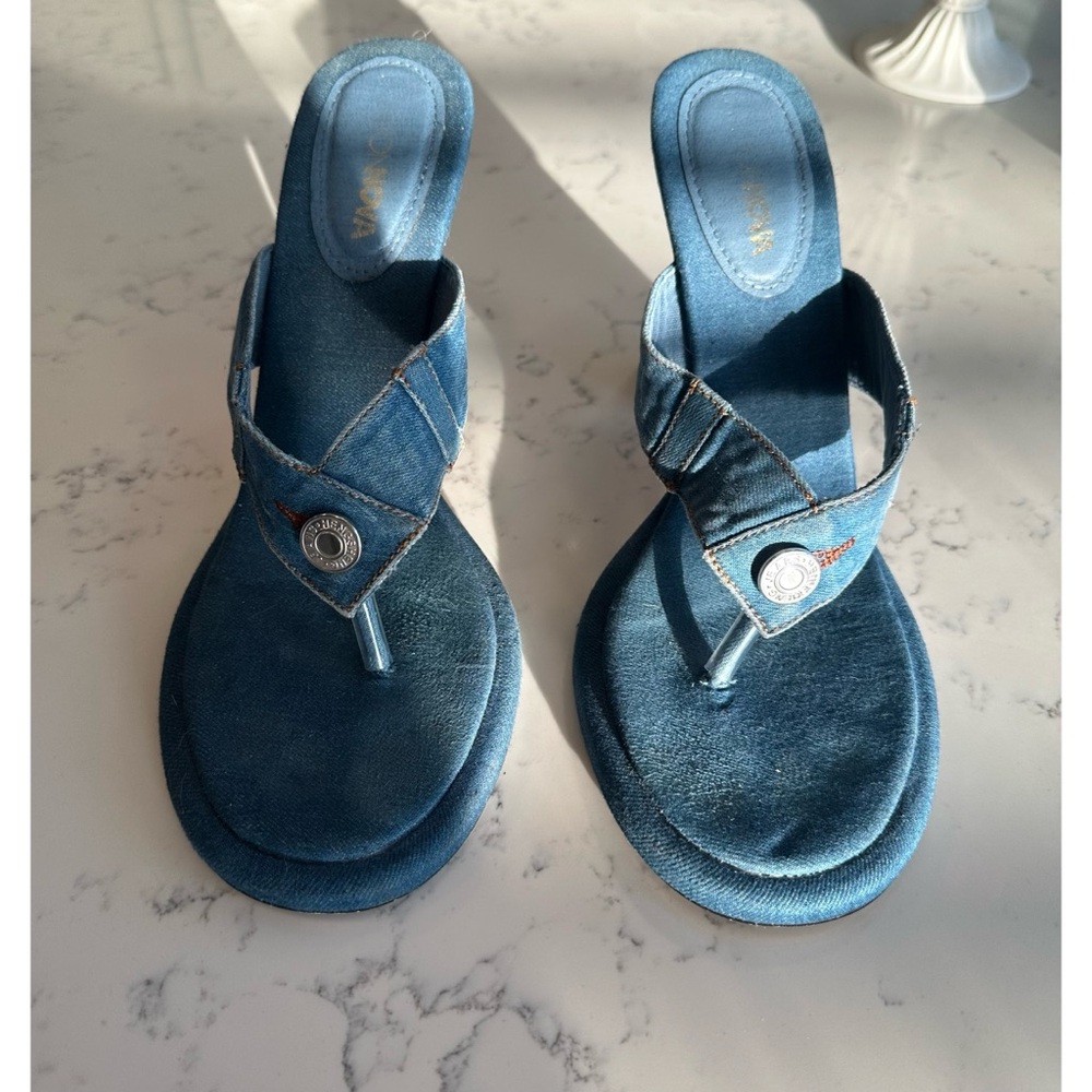 Denim Heeled Mules - Size 10 - Picture 12 of 14